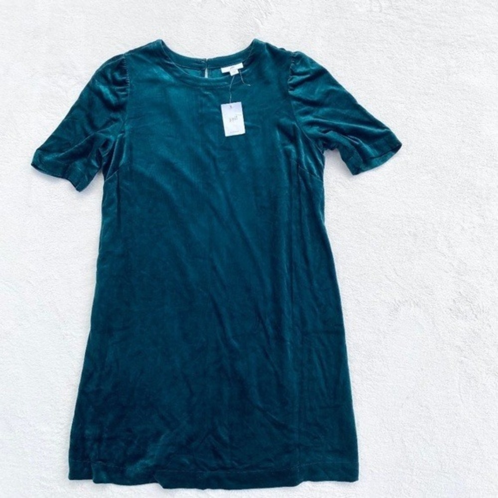 NWT J. Jill Velvet Shift Dress Womens XS Petite Green WDR279232 - Picture 3 of 8
